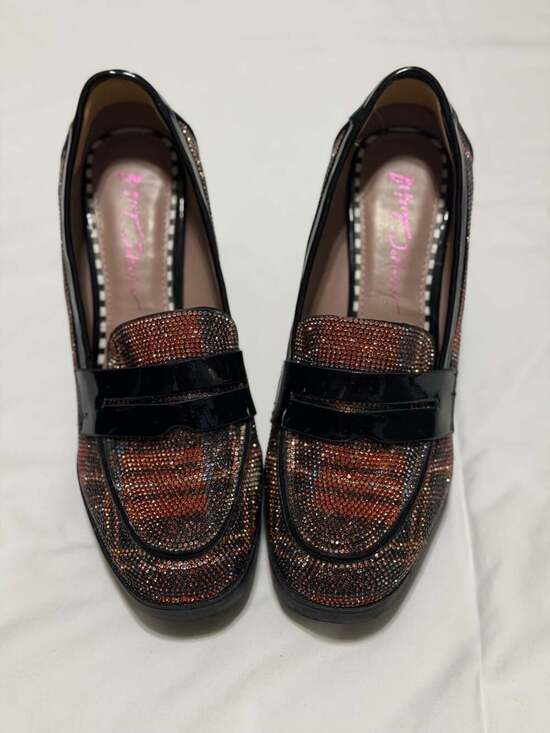 Betsey Johnson Shoes - Betsey Johnson Adelyn Rhinestone Plaid Loafer Platform Heels